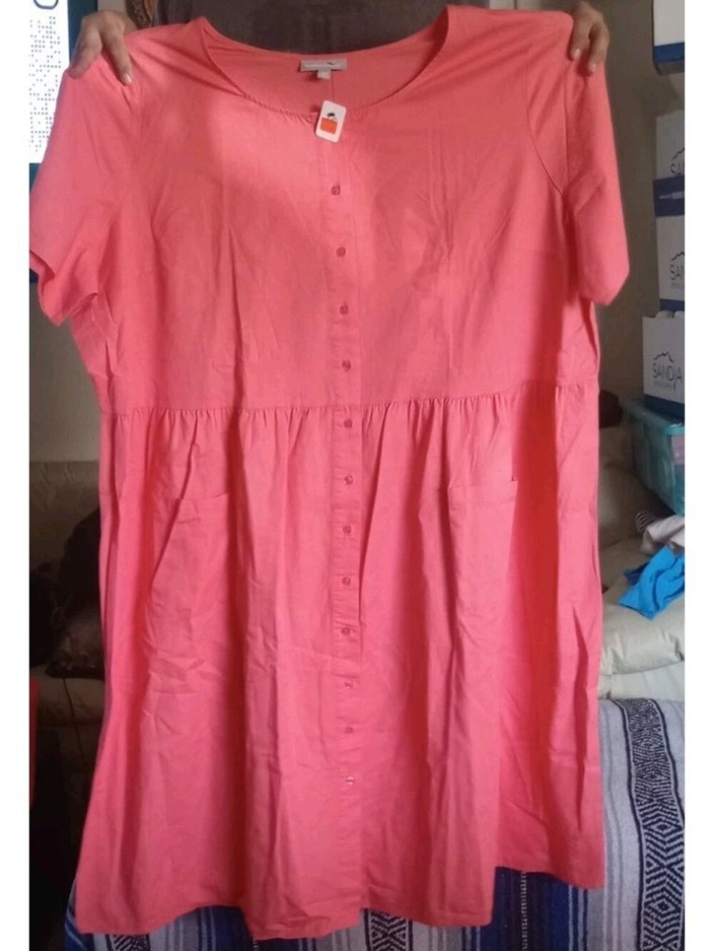 New Woman Within Women's Salmon Dress Maxi Relaxed Casual Minimalist 38